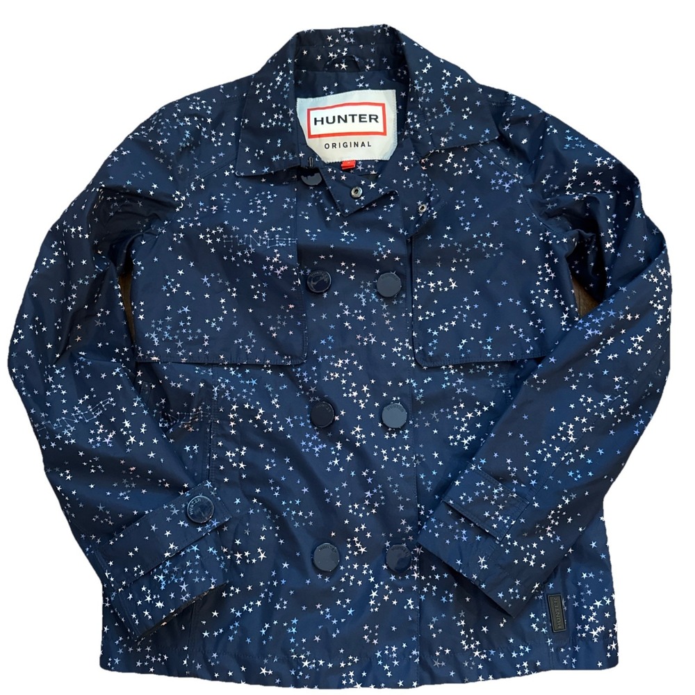 HUNTER Original Navy Stars Refined Snap Trench Jacked Size Small Rare No Belt‎